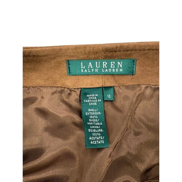 Lauren Ralph Lauren 100% Suede Camel Skirt Size 10 - Picture 2 of 6
